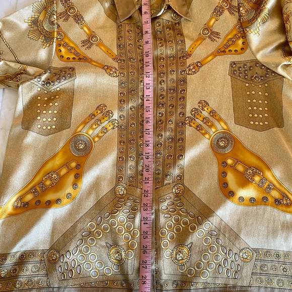 Vintage Gold Link & Buckle Button Down Top Size L/XL by Peniel - Picture 7 of 9